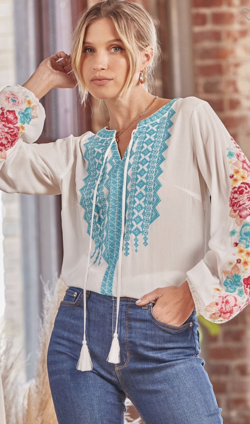 bluelea ブルレア Embroidery jacquard blouse トップス | Bluelea